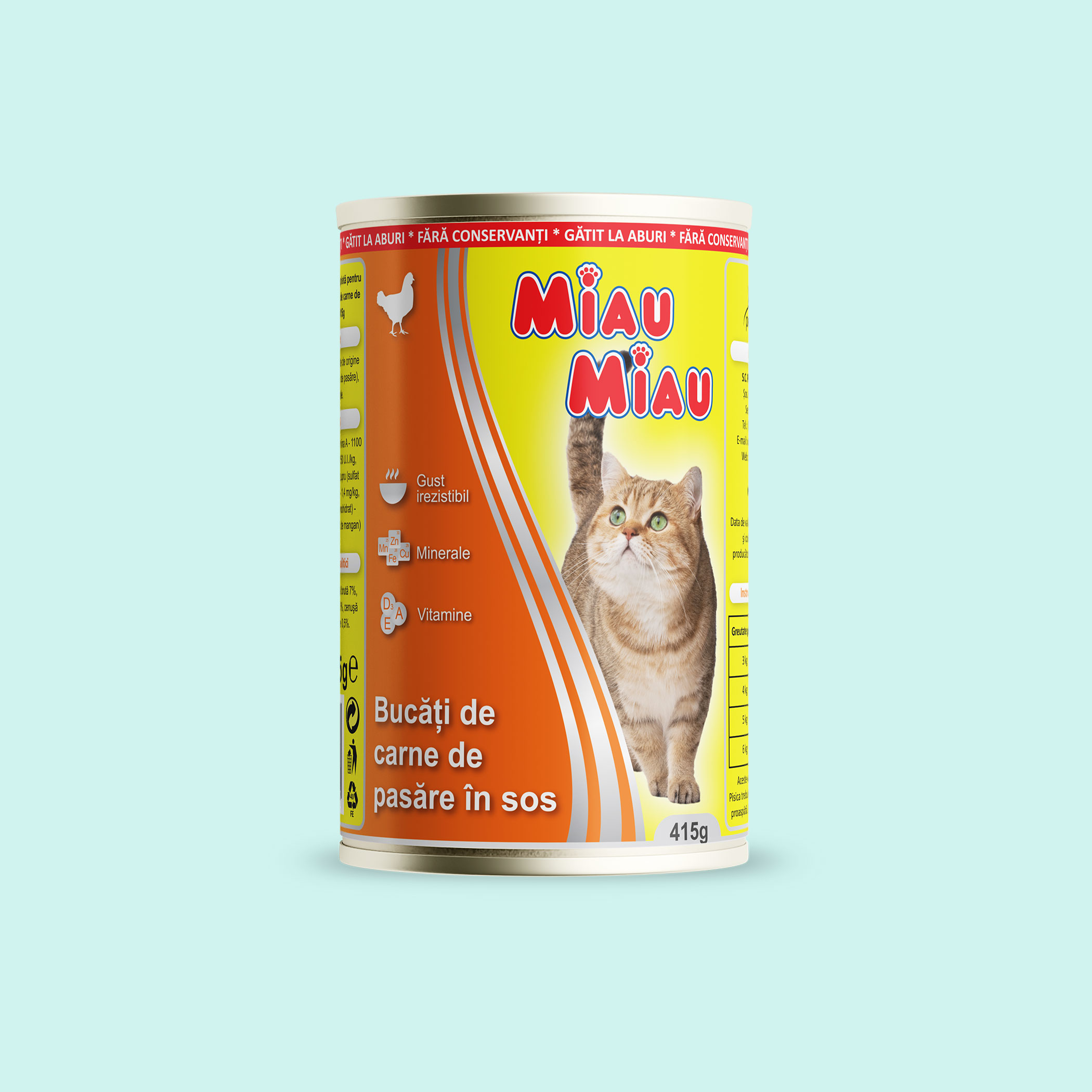 Conservă Pisici MIAU MIAU cu Pui 415g