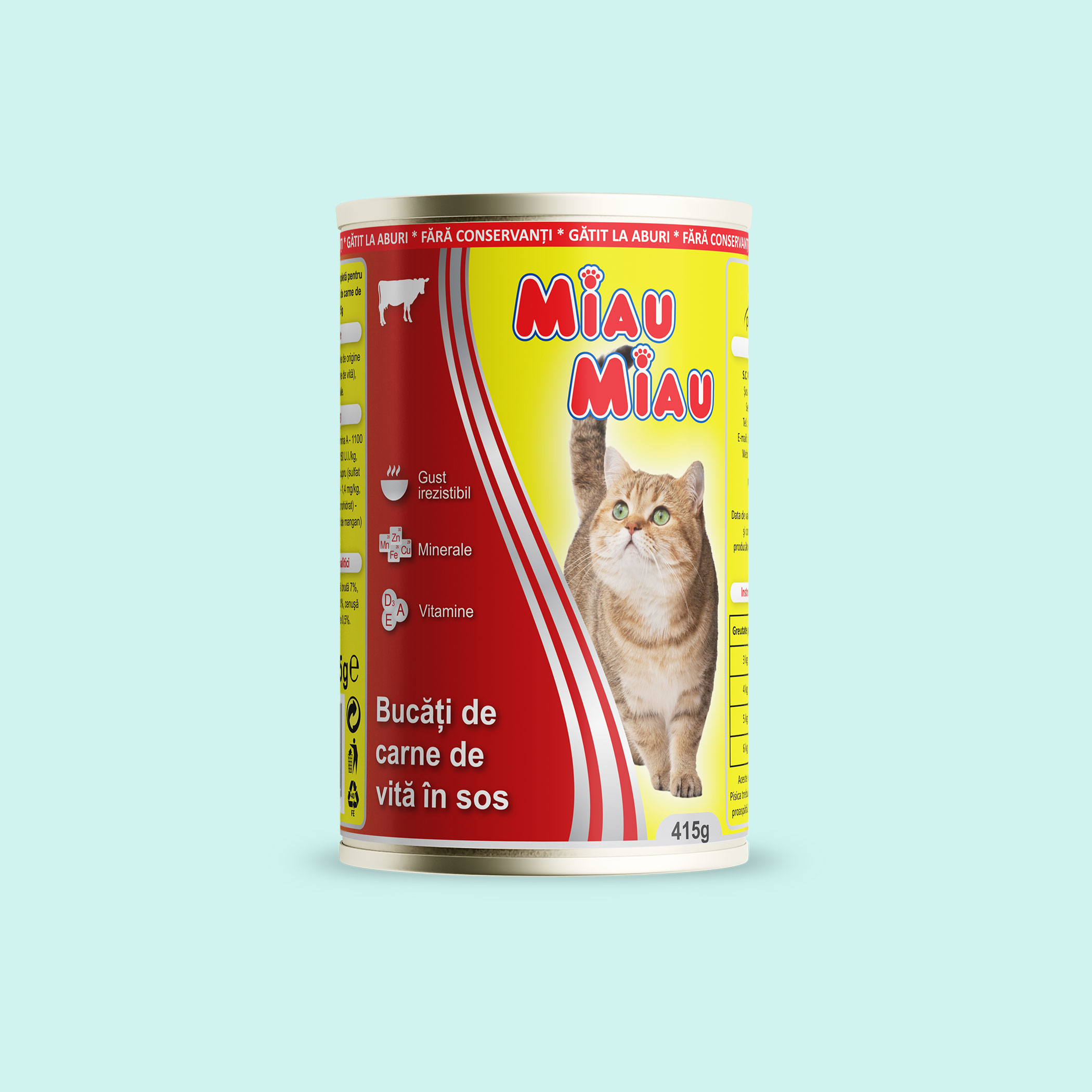 Conserva Pisici MIAU MIAU cu Vita 415g