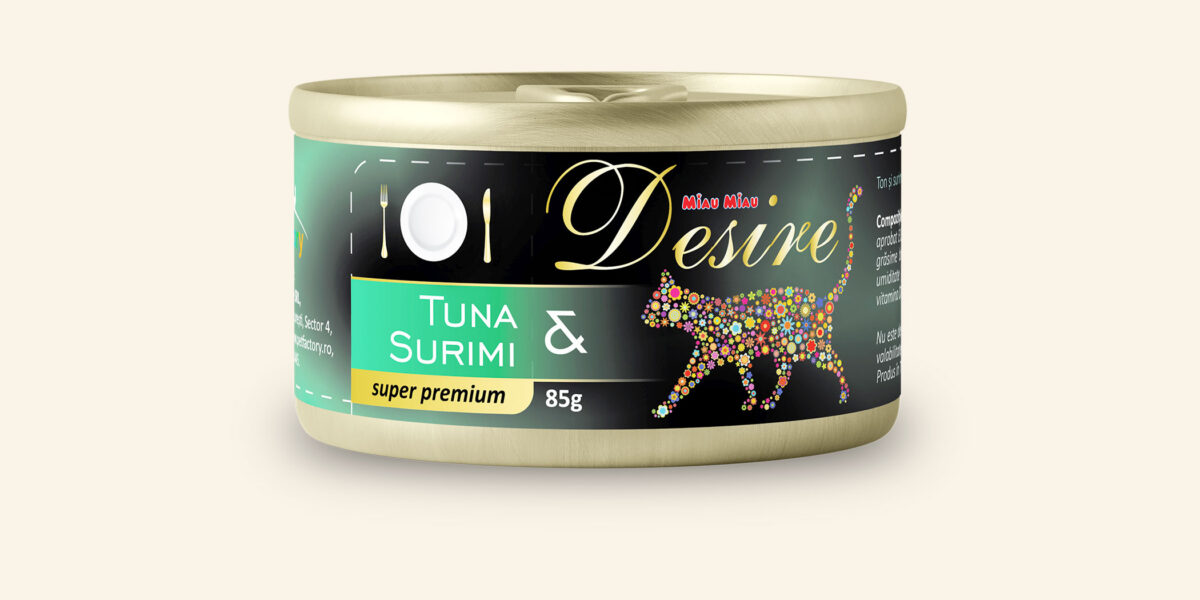 Conservă Pisici DESIRE Ton și Surimi 85g