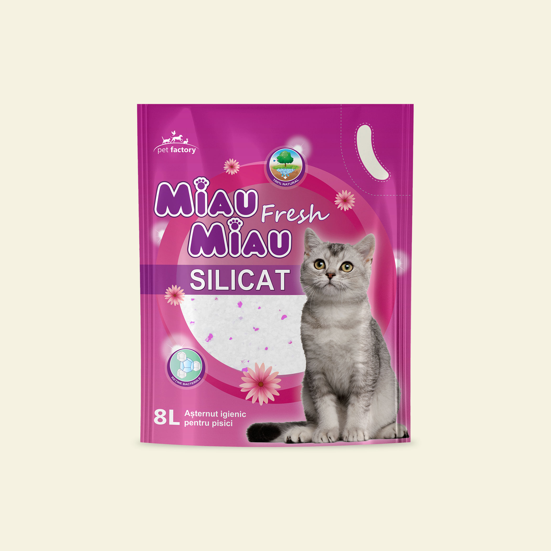 Așternut Igienic Pisici MIAU MIAU Silicat Fresh 8L
