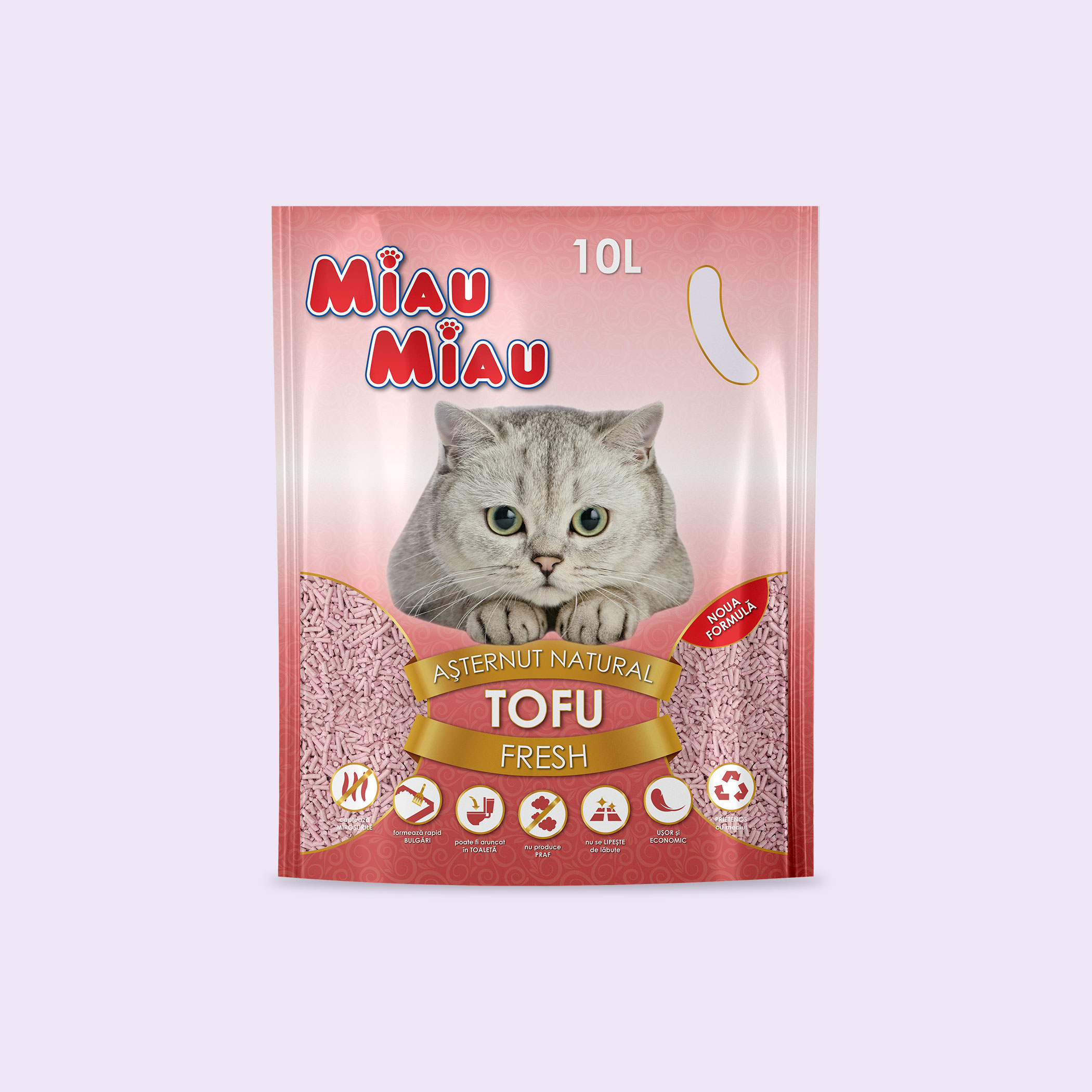 Asternut igienic pisici MIAU MIAU Tofu Fresh 10L