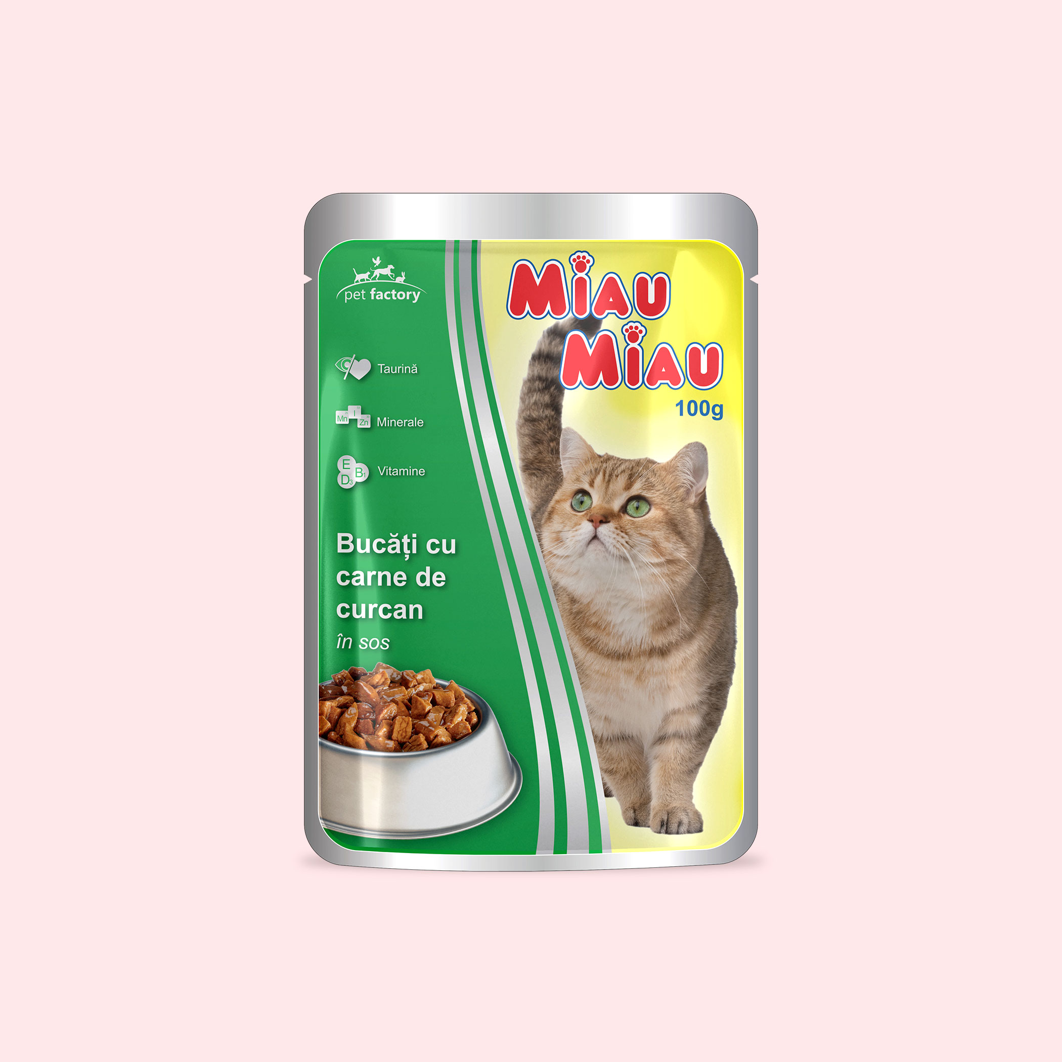 Pliculeț Pisici MIAU MIAU Curcan 100g