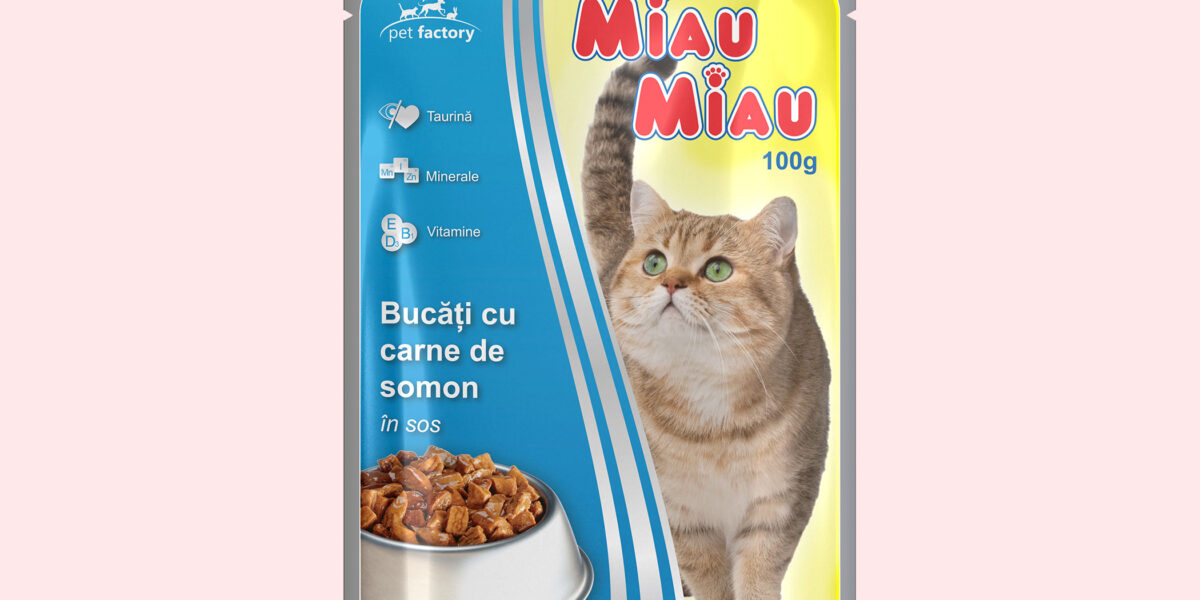 Pliculeț Pisici MIAU MIAU Somon 100g