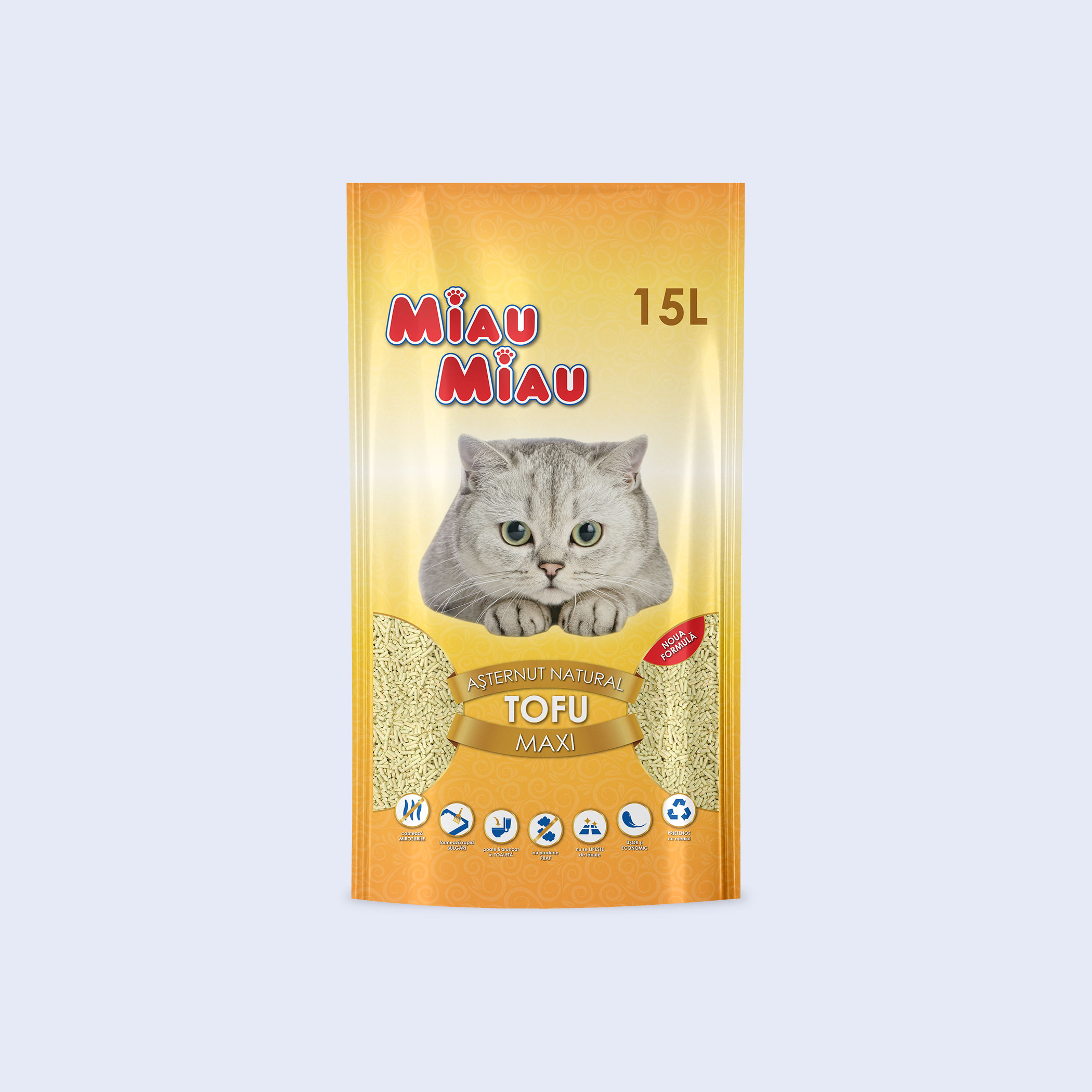 Așternut Igienic Pisici MIAU MIAU Tofu Maxi 15L