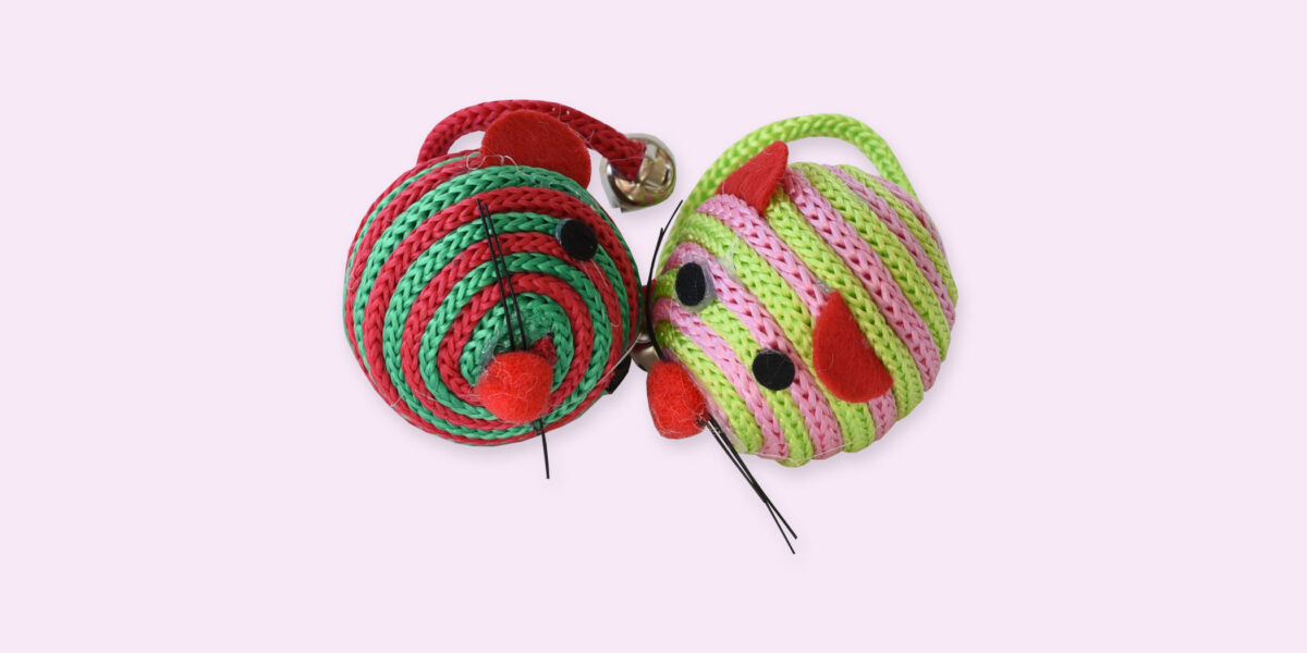 Jucărie Pisici MIAU MIAU HL07 Șoricel Textil cu Clopoțel 2buc