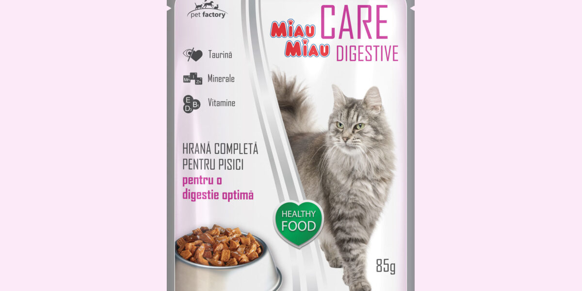 Pliculeț Pisici MIAU MIAU Care Digestive Miel 85g