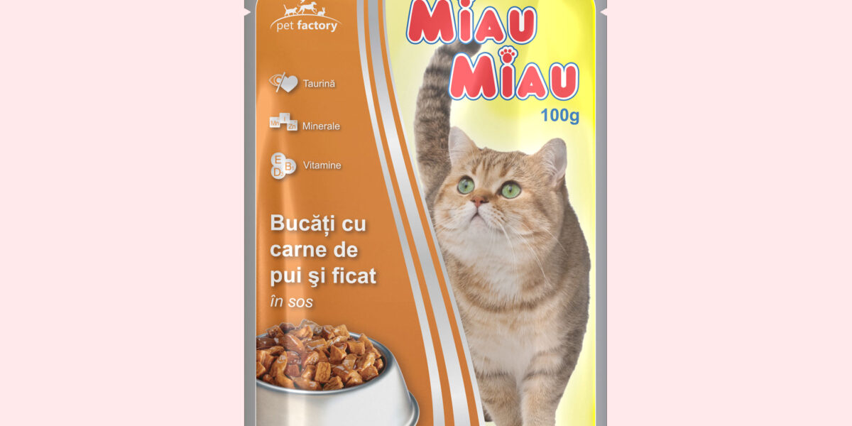 Pliculeț Pisici MIAU MIAU Pui și Ficat 100g